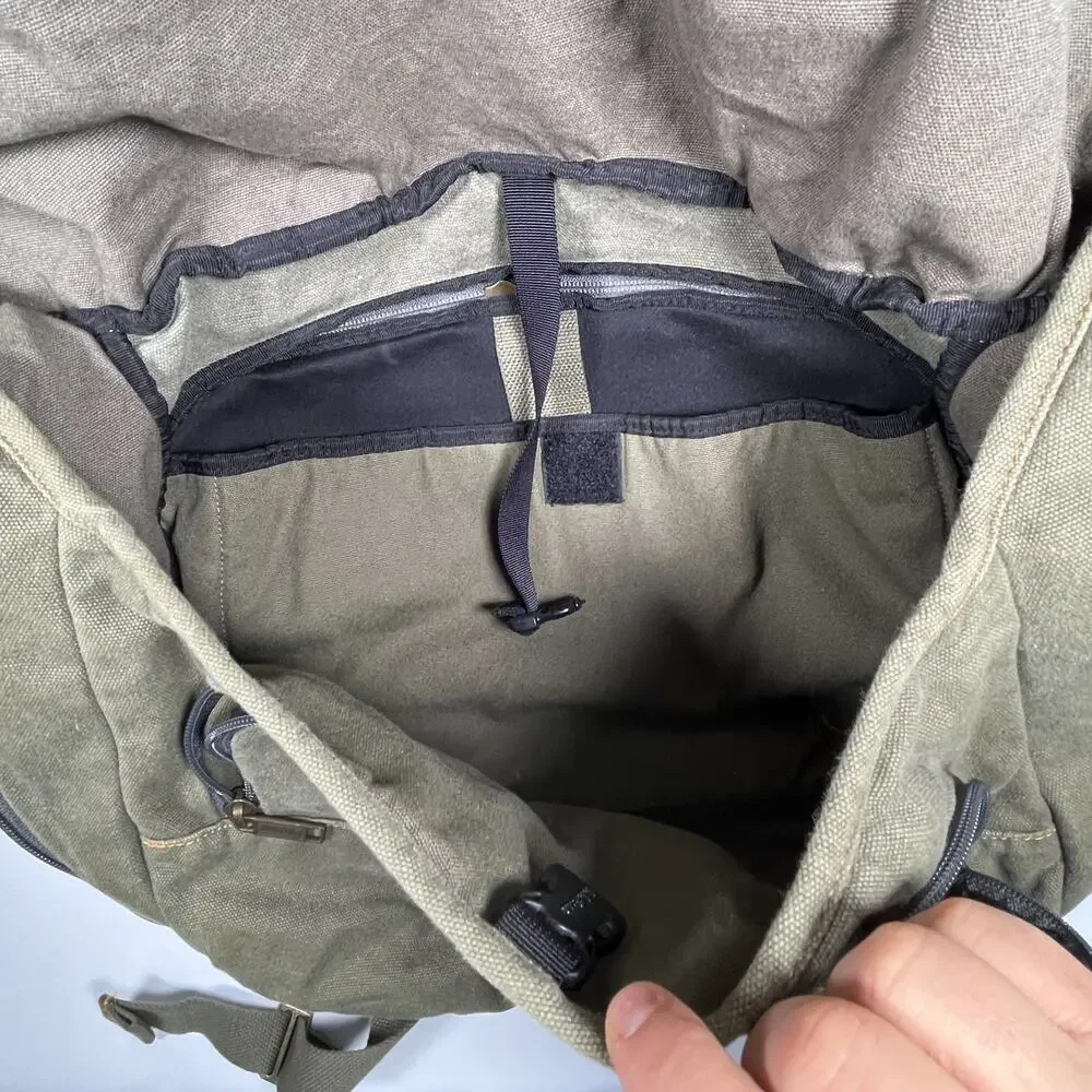 LL BEAN Bag Messenger Laptop Crossbody Paperboy Style Canvas Cotton Green VTG